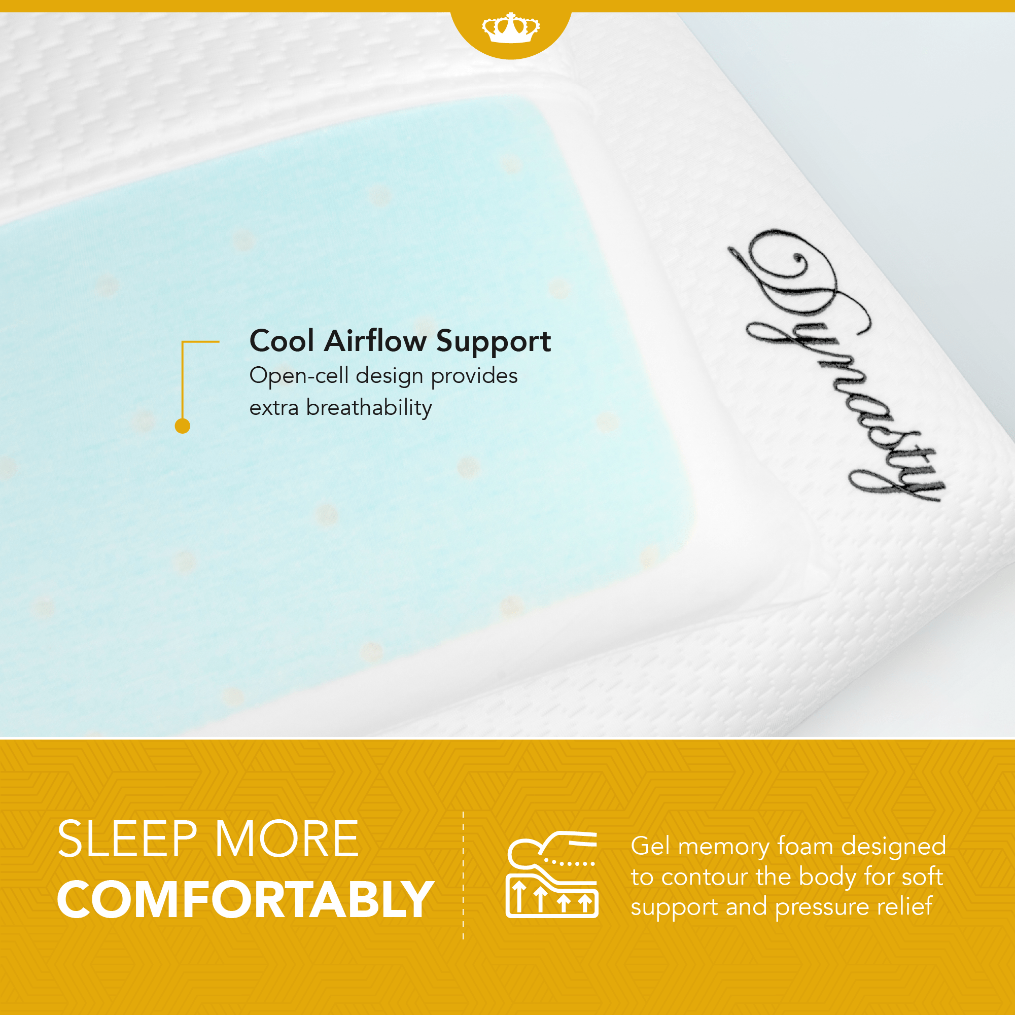 2 Coolbreeze Gel Memory Foam Pillows - DynastyMattress