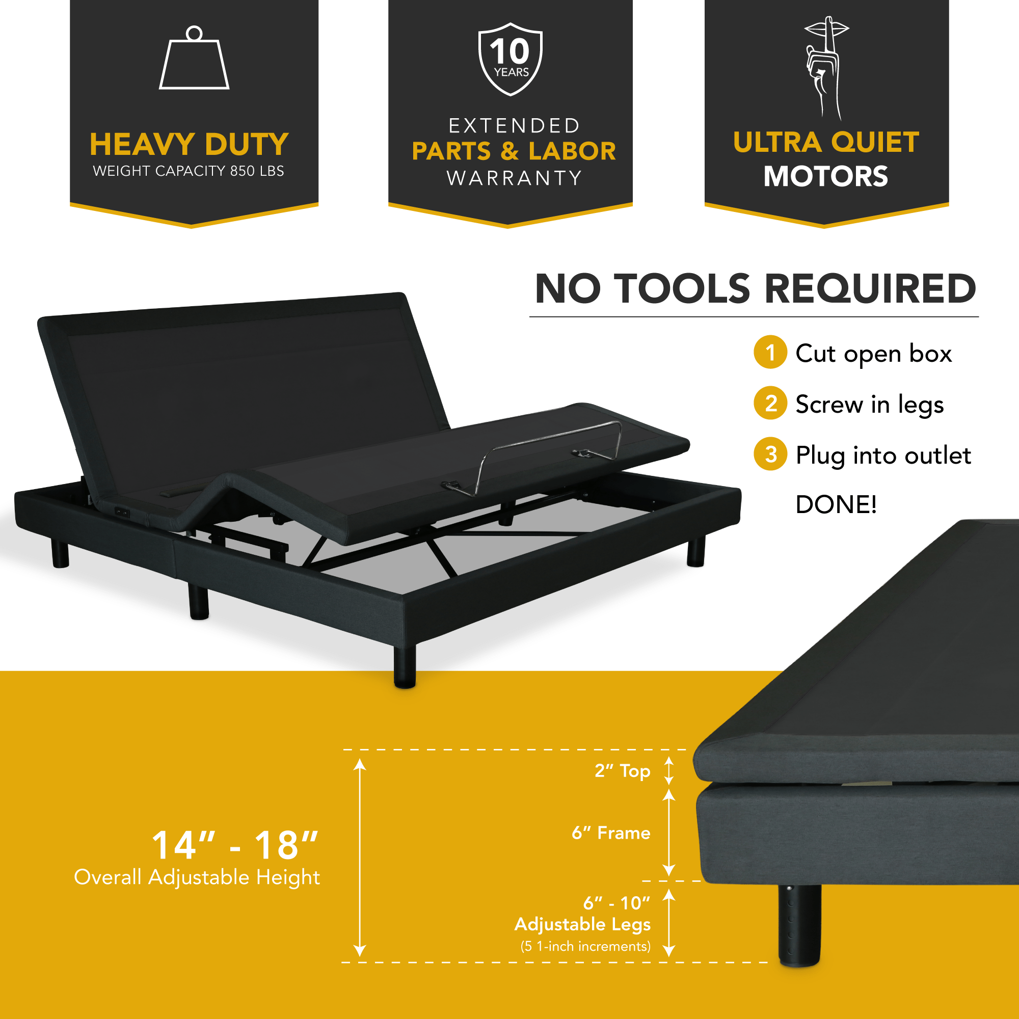 DM9000 Series Adjustable Bed Base Frame - DynastyMattress